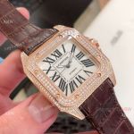 Cartier Santos 100 XL Mens Watch - Rose Gold Diamond Case White Face_th.jpg